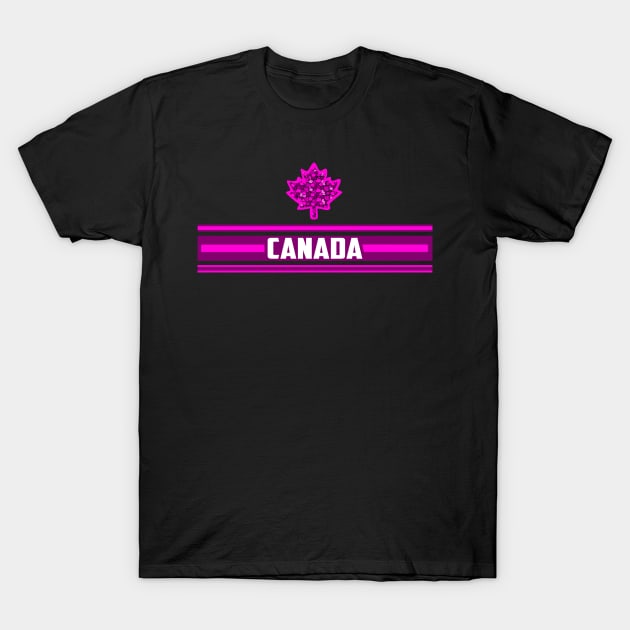 Maple Leaf Canada - Falling Fuchsia T-Shirt by GR8DZINE